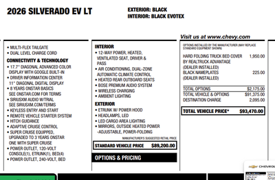 2026 Chevrolet Silverado EV LT - Max Range
