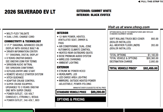 2026 Chevrolet Silverado EV LT - Max Range