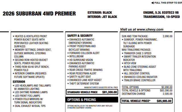 2026 Chevrolet Suburban Premier