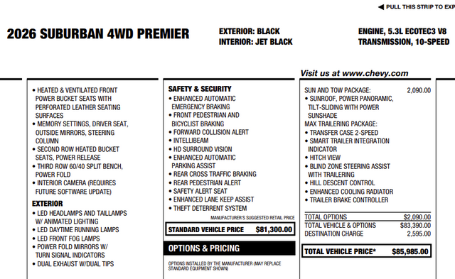 2026 Chevrolet Suburban Premier