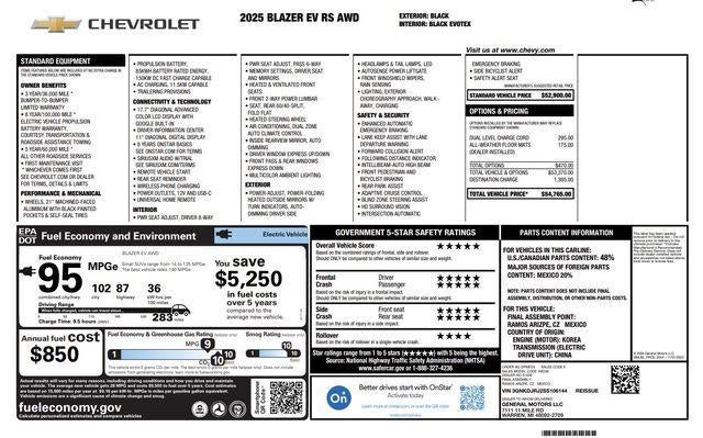 Used 2025 Chevrolet Blazer EV RS with VIN 3GNKDJRJ2SS106144 for sale in Holland, MI